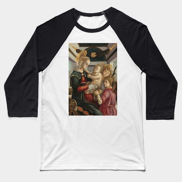 Madonna and Child with Angels by Sandro Botticelli Baseball T-Shirt by Classic Art Stall